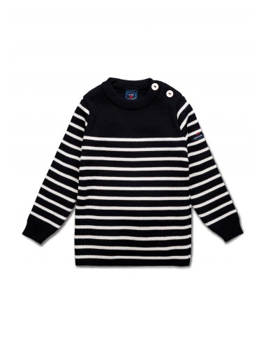 Pull marin rayé bébé Moussaillon - en laine mélangée (NAVY/ECUME) basket pas cher