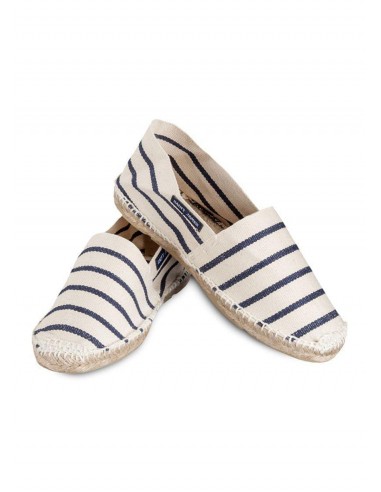 Espadrilles marinière femme - en coton canevas (BLANC/MARINE) En savoir plus