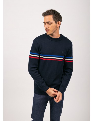 Pull marin à rayure tricolore - SAINT JAMES x Élysée (NAVY) Les êtres humains sont 