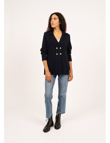 Blazer en laine Charente - à double boutonnage (NAVY) pas cheres