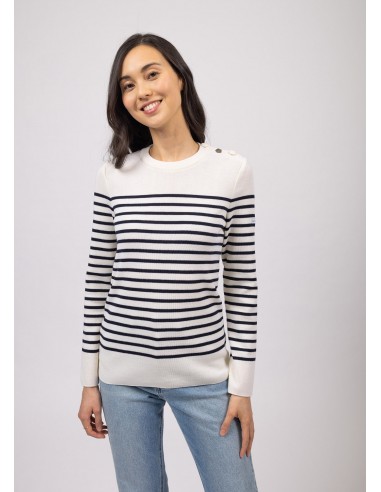 Pull marin rayé Brégançon - à coudières contrastées (BLANC/NAVY/NAVY) l'évolution des habitudes 