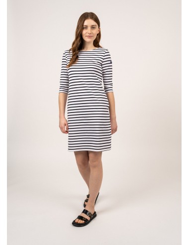 Robe marinière anti-UV Propriano - à manches 3/4 (NEIGE/NAVY) de pas cher