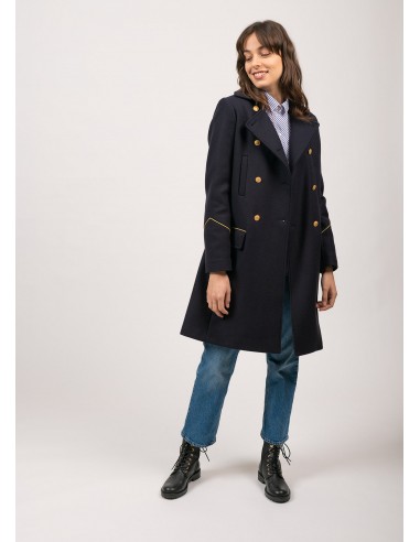 Manteau inspiration officier Ste Louane - en drap de laine (NAVY) de la marque