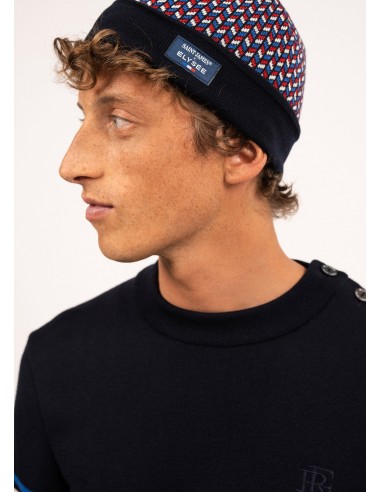 Bonnet jacquard en laine - SAINT JAMES x Élysée (NAVY/MULTICO) store