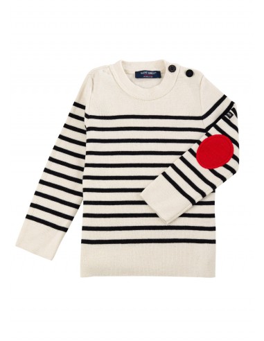 Pull marin Brégançon enfant - à coudières contrastées (ECUME/NAVY/TULIPE) pour bénéficier 