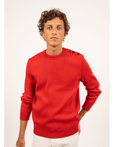 Pull marin uni Cancale - coupe confort, en pure laine vierge (ROUGE) la livraison gratuite