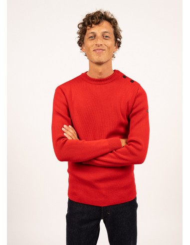 Pull marin uni Rochefort - coupe ajustée, en laine mérinos (ROUGE) la livraison gratuite