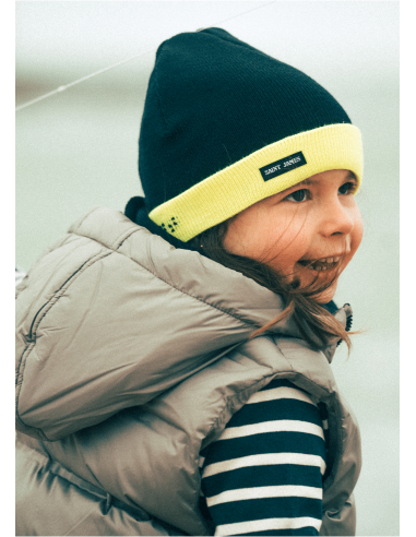 Bonnet enfant uni - SAINT JAMES x Les Petits Résistants (NAVY/JAUNE FLUO) outlet