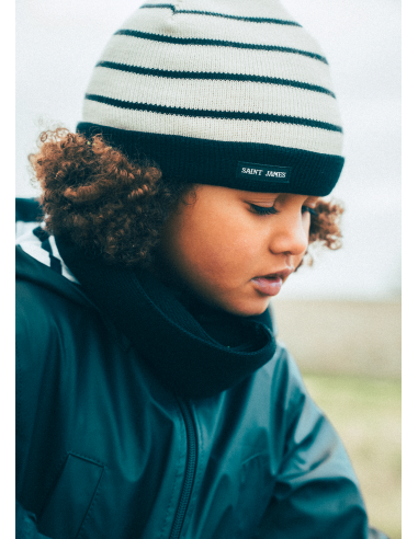 Bonnet enfant rayé - SAINT JAMES x Les Petits Résistants (ECUME/NAVY/NAVY) soldes