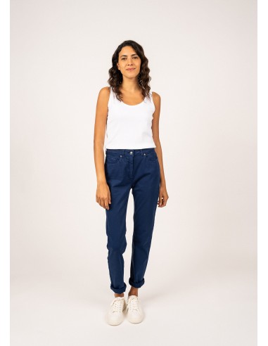 Pantalon taille haute Mimosa - coupe slim en coton stretch (INDIGO) Véritable concentré