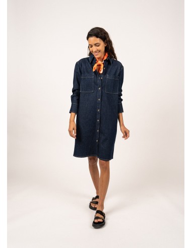 Robe chemise en jean Roxane - à coutures contrastées (JEAN) soldes