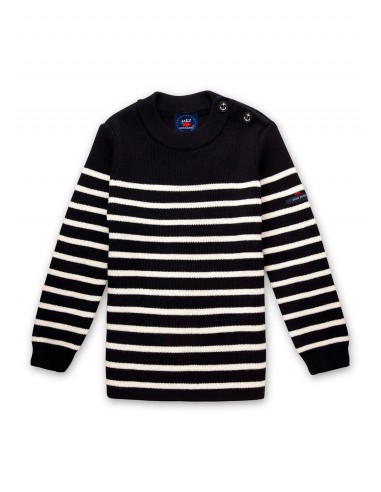 Pull marin rayé enfant Moussaillon - en laine mélangée (NAVY/ECUME) la livraison gratuite