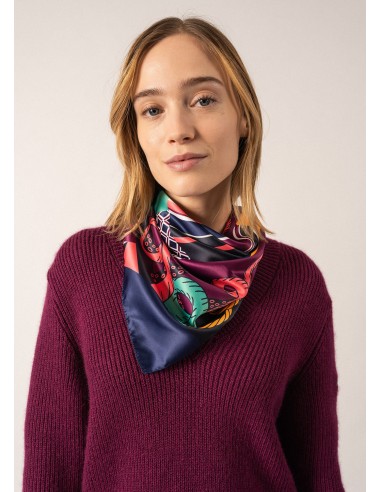 Foulard carré - imprimé fonds marins (NAVY/TREFLE) Les magasins à Paris et en Île-de-France