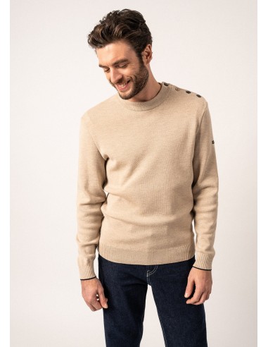 Pull marin en laine Rives - à col rond boutonné (BEIGE/NAVY) l'évolution des habitudes 