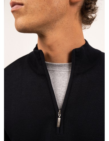 Pull col montant zippé Crossley - en laine douce (NAVY/GRIS) de votre