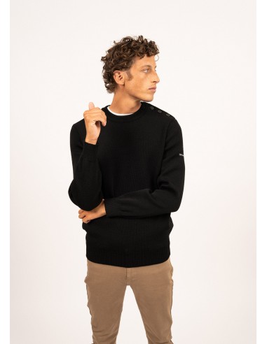 Pull marin uni Cancale - coupe confort, en pure laine vierge (NOIR) Les magasins à Paris et en Île-de-France