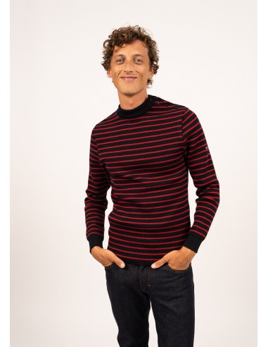 Pull marin rayé Matelot - coupe ajustée, en pure laine vierge (NAVY/MEDOC) Pour