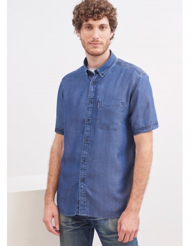 Chemise manches courtes Frederic - coupe droite, en chambray (CHAMBRAY) prix